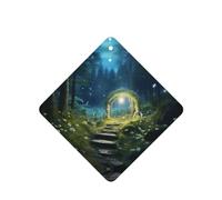 Phayah Ambientadores cuadrados para coche, 4 unidades, diseño de puente de arco en bosque profundo, tabletas de aromaterapia para colgar, tarjeta perfumada, aroma a lavanda