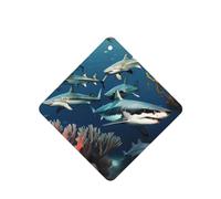 Phayah Ambientadores cuadrados para coche, 4 unidades, diseño de tiburones bajo el mar, con patrón de aromaterapia automática, tarjeta perfumada para colgar, aroma a lavanda