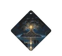 Phayah Ambientadores cuadrados para coche, 6 unidades, diseño de árbol antiguo de la sabiduría, tabletas de aromaterapia, tarjeta perfumada colgante, aroma a lavanda