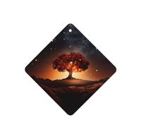 Phayah Ambientadores cuadrados para coche, 6 unidades, diseño de árbol antiguo en el cielo nocturno, tarjetas aromáticas para colgar, aroma a lavanda