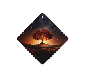 Phayah Ambientadores cuadrados para coche, 6 unidades, diseño de árbol antiguo en el cielo nocturno, tarjetas aromáticas para colgar, aroma a lavanda