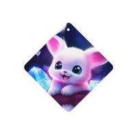 Phayah Ambientadores cuadrados para coche, 6 unidades, diseño de conejito rosa con ojos grandes, para aromaterapia, para colgar, aroma a lavanda