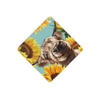 Phayah Ambientadores cuadrados para coche, 6 unidades, diseño de vaca con girasoles en patrón azul, tabletas de aromaterapia, tarjeta perfumada para colgar, aroma a lavanda que elimina el olor
