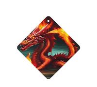 Phayah Ambientadores cuadrados para coche, 6 unidades, diseño del Rey Dragón en el fuego, tabletas de aromaterapia automáticas, tarjeta perfumada para colgar, aroma a lavanda