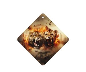 Phayah Ambientadores cuadrados para colgar en el coche, con diseño de dos tigres en llamas, con aroma a lavanda, para colgar en la tableta, armario, zapatos, armario, 4 unidades