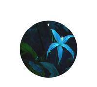 Phayah Ambientadores de coche de forma redonda, 4 unidades, color azul, patrón de flores de cinco pétalos, tabletas de aromaterapia automáticas, tarjeta perfumada para colgar, aroma a lavanda