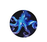 Phayah Ambientadores de coche de forma redonda, 4 unidades, con patrón de pulpo azul, tabletas de aromaterapia para colgar, tarjeta perfumada, aroma a lavanda
