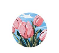 Phayah Ambientadores de coche de forma redonda, 4 unidades, con patrón de tulipán rosa, tabletas de aromaterapia para colgar, tarjeta perfumada, aroma a lavanda
