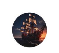 Phayah Ambientadores de coche de forma redonda, 4 unidades, diseño de barco navegando al atardecer, tabletas de aromaterapia automáticas, tarjeta perfumada para colgar, aroma a lavanda