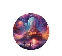 Phayah Ambientadores de coche de forma redonda, 4 unidades, diseño de castillo misterioso brillante, tabletas de aromaterapia automáticas, tarjeta perfumada para colgar, aroma a lavanda