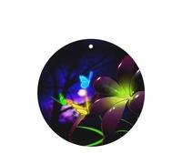 Phayah Ambientadores de coche de forma redonda, 4 unidades, diseño de flores azules y moradas, con patrón de mariposa, para aromaterapia, tarjeta perfumada para colgar, aroma a lavanda