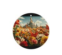 Phayah Ambientadores de coche de forma redonda, 4 unidades, diseño de flores de castillo, diseño de mar, tabletas de aromaterapia automáticas, tarjeta perfumada para colgar, aroma a lavanda