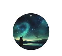 Phayah Ambientadores de coche de forma redonda, 4 unidades, diseño de gato mirando estrellas, tabletas de aromaterapia automáticas, tarjeta perfumada para colgar, aroma a lavanda