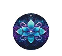 Phayah Ambientadores de coche de forma redonda, 4 unidades, diseño de insignia de flores azules, tabletas de aromaterapia para colgar, tarjeta perfumada, aroma a lavanda