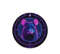 Phayah Ambientadores de coche de forma redonda, 4 unidades, insignia, patrón de cabeza de ratón, tabletas de aromaterapia automáticas, tarjeta perfumada para colgar, aroma a lavanda
