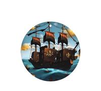 Phayah Ambientadores de coche de forma redonda, 6 unidades, diseño de barco pirata de dibujos animados, tabletas de aromaterapia, tarjeta perfumada colgante, aroma a lavanda