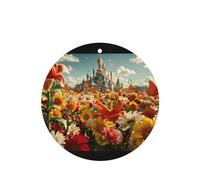 Phayah Ambientadores de coche de forma redonda, 6 unidades, diseño de flores de castillo, diseño de mar, tabletas de aromaterapia automáticas, tarjeta perfumada para colgar, aroma a lavanda