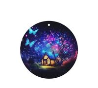 Phayah Ambientadores de coche de forma redonda, 6 unidades, diseño de mariposa de bosque brillante, tabletas de aromaterapia automáticas, tarjeta perfumada para colgar, aroma a lavanda