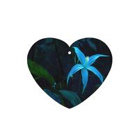 Phayah Ambientadores de coche en forma de corazón, 4 unidades, color azul, patrón de flores de cinco pétalos, tabletas de aromaterapia automáticas, tarjeta perfumada para colgar, aroma a lavanda