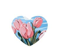 Phayah Ambientadores de coche en forma de corazón, 4 unidades, con patrón de tulipán rosa, tabletas de aromaterapia para colgar, tarjeta perfumada, aroma a lavanda