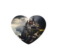 Phayah Ambientadores de coche en forma de corazón, 4 unidades, diseño de ciudad antigua junto al mar, tarjeta perfumada para colgar, aroma a lavanda