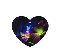 Phayah Ambientadores de coche en forma de corazón, 4 unidades, diseño de flores azules y moradas, con patrón de mariposa, para aromaterapia, tarjeta perfumada para colgar, aroma a lavanda