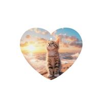 Phayah Ambientadores de coche en forma de corazón, 4 unidades, diseño de gato buscando el cielo, tabletas de aromaterapia automáticas, tarjeta perfumada para colgar, aroma a lavanda