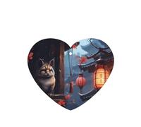 Phayah Ambientadores de coche en forma de corazón, 4 unidades, diseño de gato en el borde de la ventana, tabletas de aromaterapia automáticas, tarjeta perfumada para colgar, aroma a lavanda