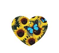 Phayah Ambientadores de coche en forma de corazón, 4 unidades, diseño de mariposa azul sobre girasol, tabletas de aromaterapia automáticas, tarjeta perfumada para colgar, aroma a lavanda