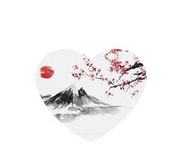 Phayah Ambientadores para coche en forma de corazón, 6 unidades, diseño de colina roja del sol, tabletas de aromaterapia con patrón japonés, tarjeta perfumada para colgar, aroma a lavanda que elimina