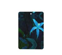 Phayah Ambientadores rectangulares para coche, 4 unidades, color azul, patrón de flores de cinco pétalos, tabletas de aromaterapia automáticas, tarjeta perfumada para colgar, aroma a lavanda