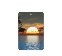 Phayah Ambientadores rectangulares para coche, 4 unidades, diseño de amanecer en la playa, tabletas de aromaterapia, tarjeta perfumada colgante, aroma a lavanda