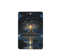 Phayah Ambientadores rectangulares para coche, 4 unidades, diseño de árbol antiguo de la sabiduría, tabletas de aromaterapia, tarjeta perfumada colgante, aroma a lavanda