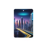Phayah Ambientadores rectangulares para coche, 4 unidades, diseño de escena nocturna de ciudad futura, tabletas de aromaterapia, tarjeta perfumada para colgar, aroma a lavanda
