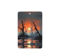 Phayah Ambientadores rectangulares para coche, 6 unidades, diseño de árbol muerto al atardecer, tabletas de aromaterapia automáticas, tarjeta perfumada para colgar, aroma a lavanda
