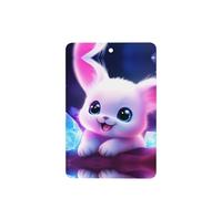 Phayah Ambientadores rectangulares para coche, 6 unidades, diseño de conejo rosa con ojos grandes, para aromaterapia, para colgar, aroma a lavanda