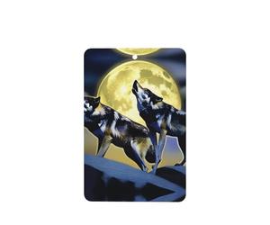 Phayah Ambientadores rectangulares para coche, con diseño de dos lobos silbando en la luna, aroma a lavanda, para colgar en tableta, armario, zapatos, armario, 6 unidades