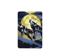 Phayah Ambientadores rectangulares para coche, diseño de dos lobos silbando en la luna, aroma a lavanda, para colgar en tableta, armario, zapatos, armario, 4 unidades