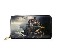 PHAYAH Ancient City By The Sea Pattern - Cartera larga con cremallera para mujer, de piel, gran capacidad, tarjetero
