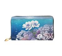 PHAYAH Anemone In The Holy Pattern - Cartera de piel para mujer, tarjetero, cartera larga para mujer