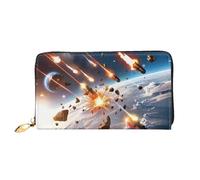 PHAYAH Asteroid Impact Pattern - Cartera larga para mujer, con cremallera alrededor, de piel, gran capacidad, tarjetero