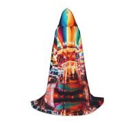 PHAYAH Bata con capucha con patrón de carrusel iluminado para Halloween, brujería, brujería, Navidad, cosplay, fiesta de máscaras, disfraz de regalo, talla S
