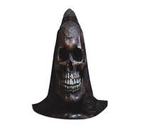 PHAYAH Bata con capucha de brujería de color cobre con patrón de calavera para Halloween, disfraz de brujería, Navidad, cosplay, fiesta de máscaras, disfraz de regalo, talla L