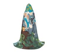 PHAYAH Bata con capucha para adultos con diseño de dos koalas felices, disfraz de Halloween para mujer, hombre, fiesta de disfraces, talla S