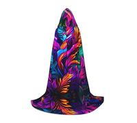 PHAYAH Bata con capucha para Halloween, brujería, brujería, con patrón colorido de hojas y pájaros, disfraz de Navidad, cosplay, fiesta de máscaras, disfraz de regalo, talla L