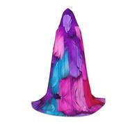 PHAYAH Bata con capucha para Halloween, brujería, brujería, con patrón de plumas coloridas, para Navidad, cosplay, fiesta de máscaras, disfraz de regalo, talla L