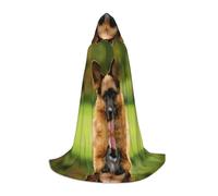 Phayah Bata de brujería de Halloween con capucha de Navidad | Capa con patrón de pastor alemán feliz, vestido de fiesta de máscaras, disfraz de baile, cómic, convención