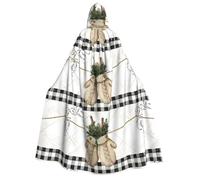 PHAYAH Bata de brujería de Halloween con capucha de Navidad | Manoplas de invierno con patrón de capa, vestido de fiesta de máscaras, regalo, baile, cómic, convención