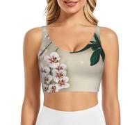 PHAYAH Bell Orchid Prin - Brasier deportivo para mujer, para entrenamiento, adelgazante, para fitness, correr, yoga, Negro, M