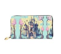 PHAYAH Billetera de piel con diseño de castillo de cuento de hadas para mujer, cartera de piel con tarjetero de crédito, billetera larga para mujer